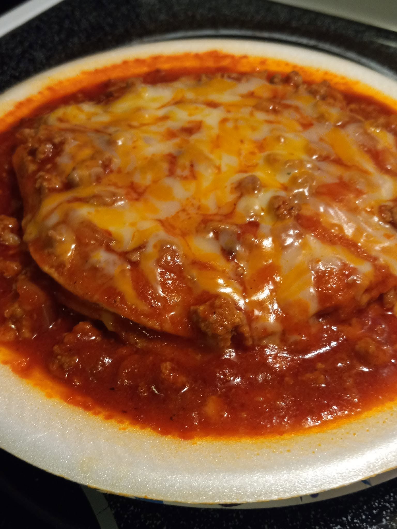 Red Chile Ground Beef & Cheese Stacked Enchiladas