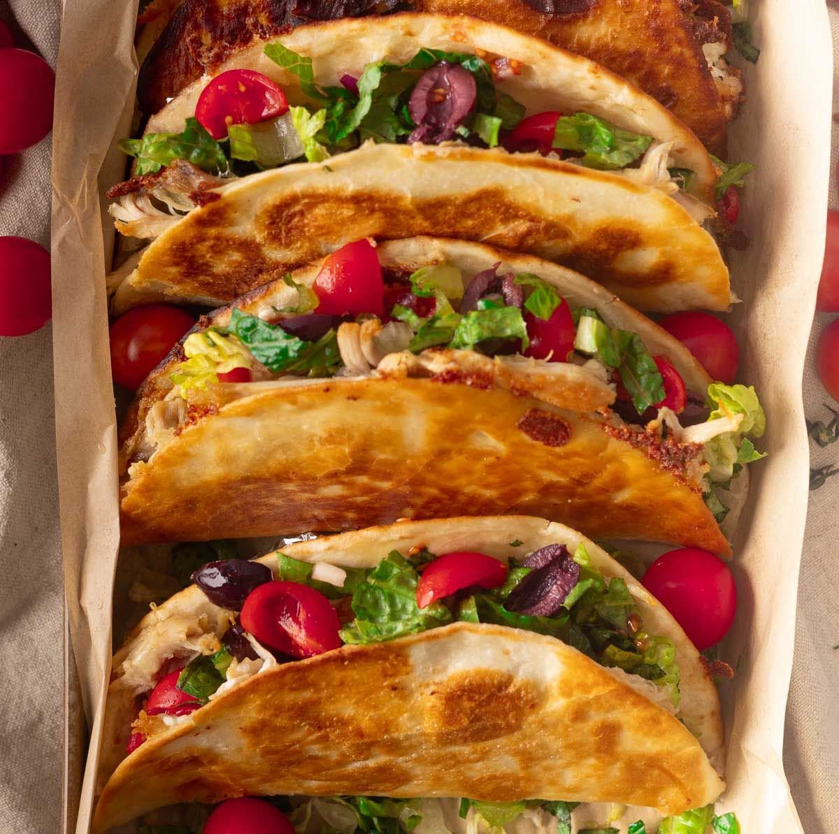 Greek Crispy Chicken Tacos