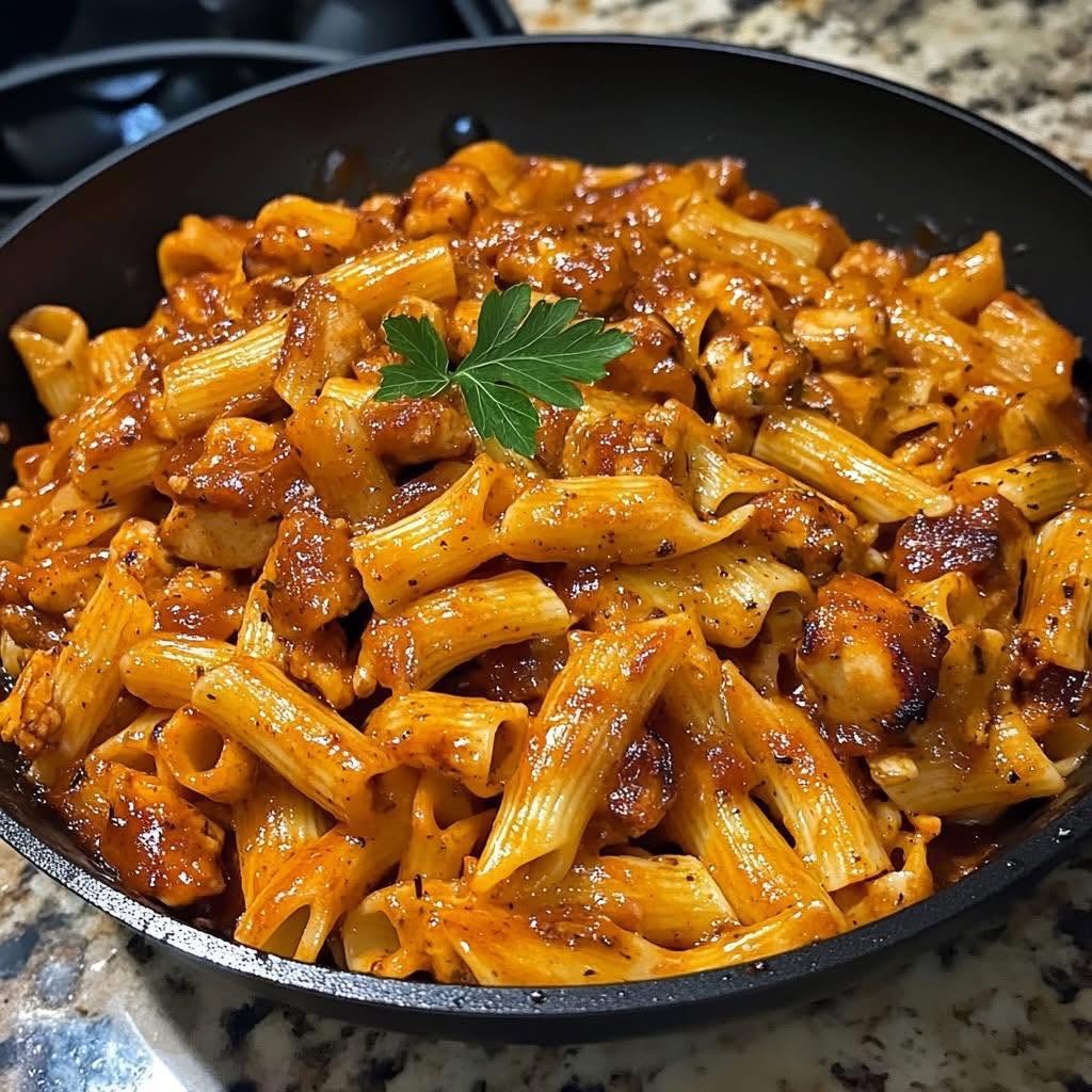 One-Skillet Smoky Cajun BBQ Chicken Pasta
