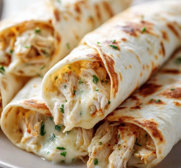 Cheesy Garlic Chicken Wraps